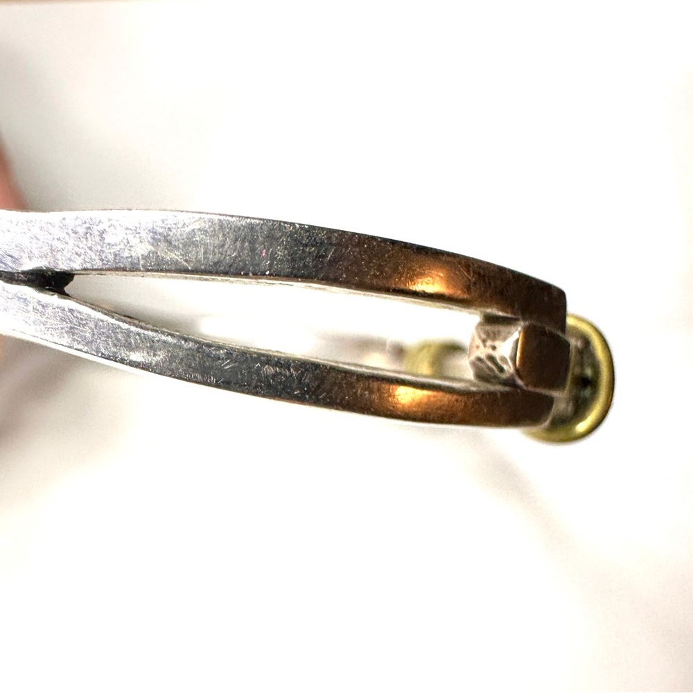 Taxco Sterling Silver and Brass Hinge Bangle Bracelet Vintage Mexico Approx 25g - Picture 4 of 6